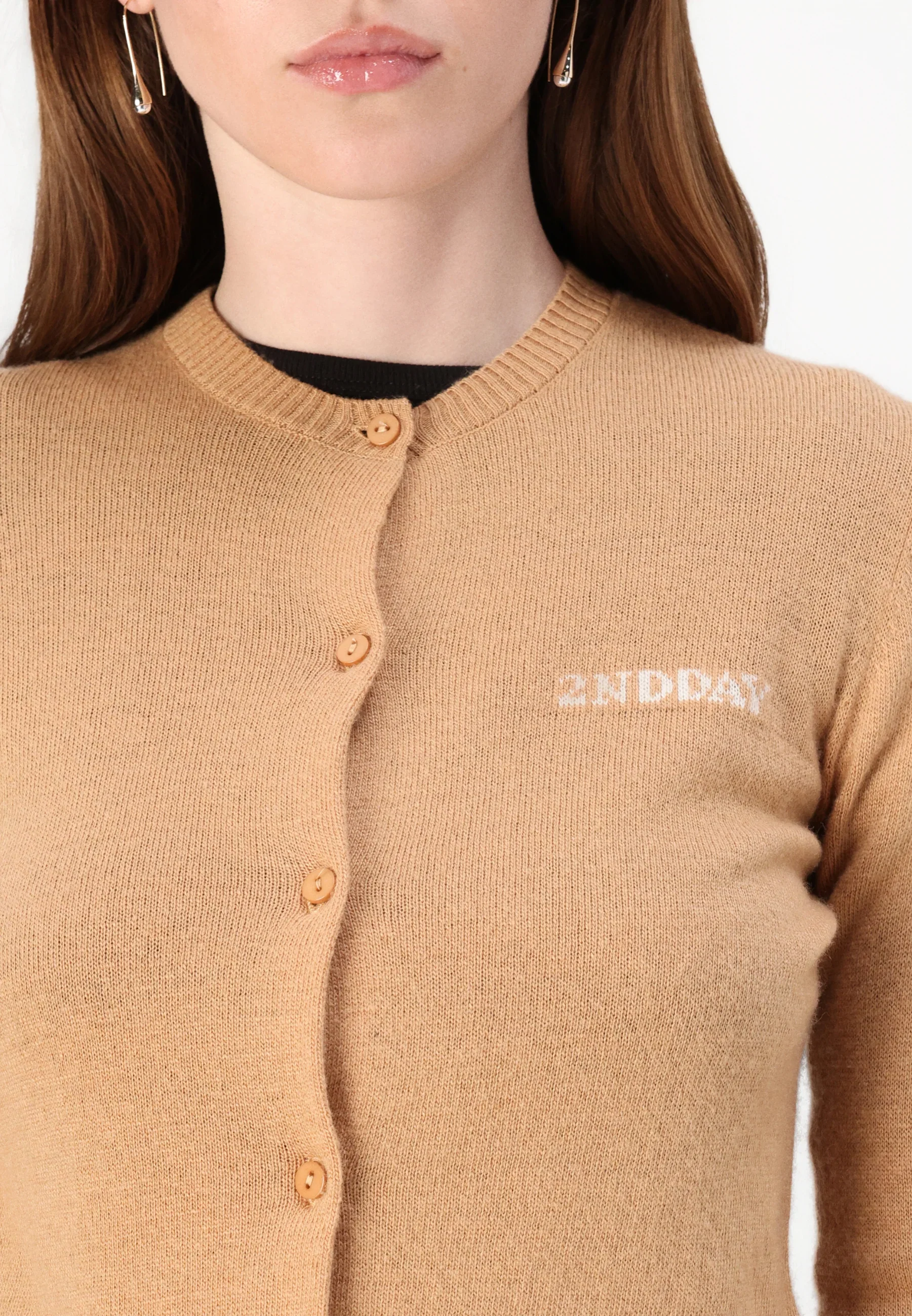 2NDDAY Vinny TT Soft Wool Blend Cardigan classic camel - Image 4