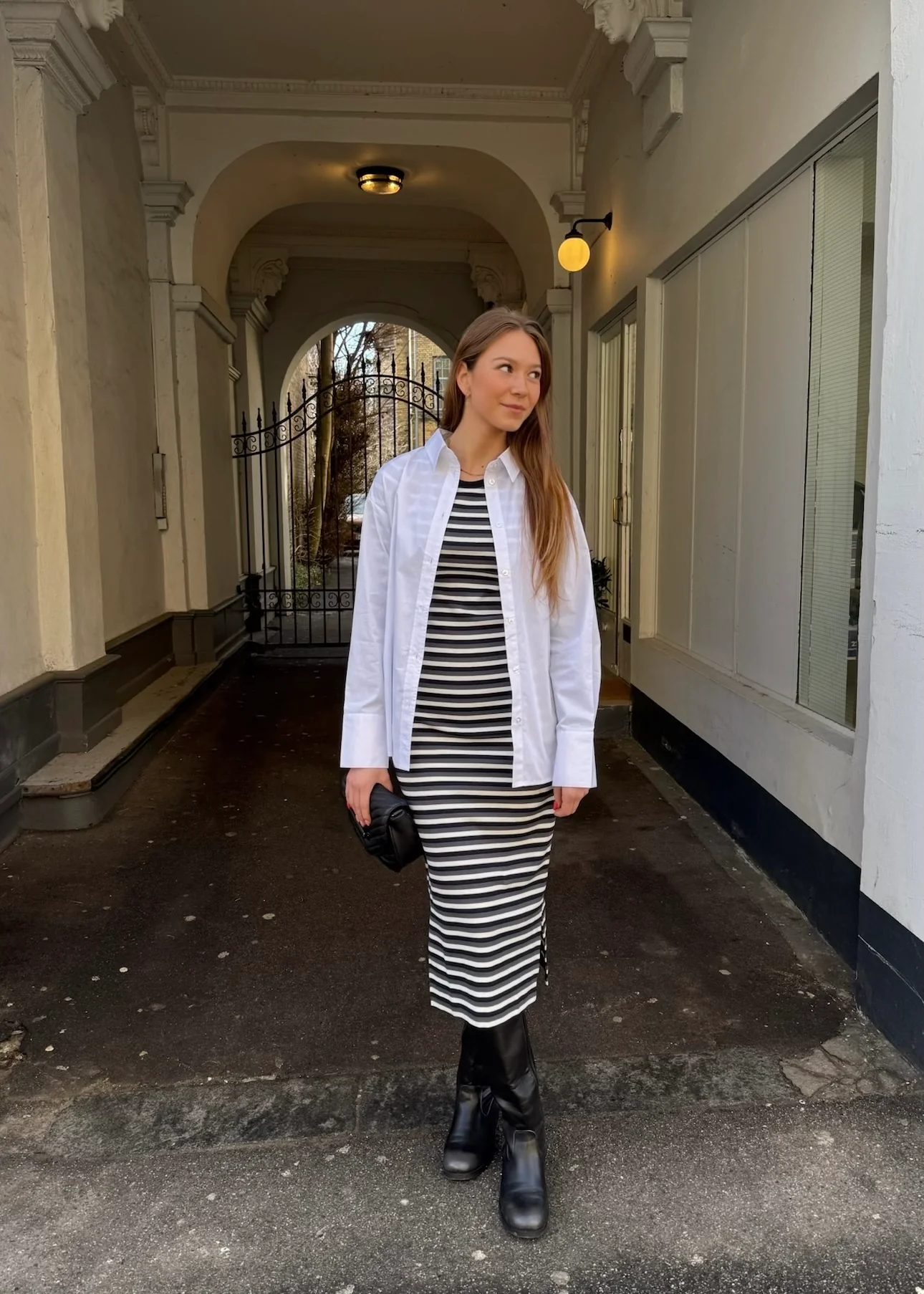 Basic Apparel Ludmilla Long dress whisper white/dark grey mel./black - Image 3