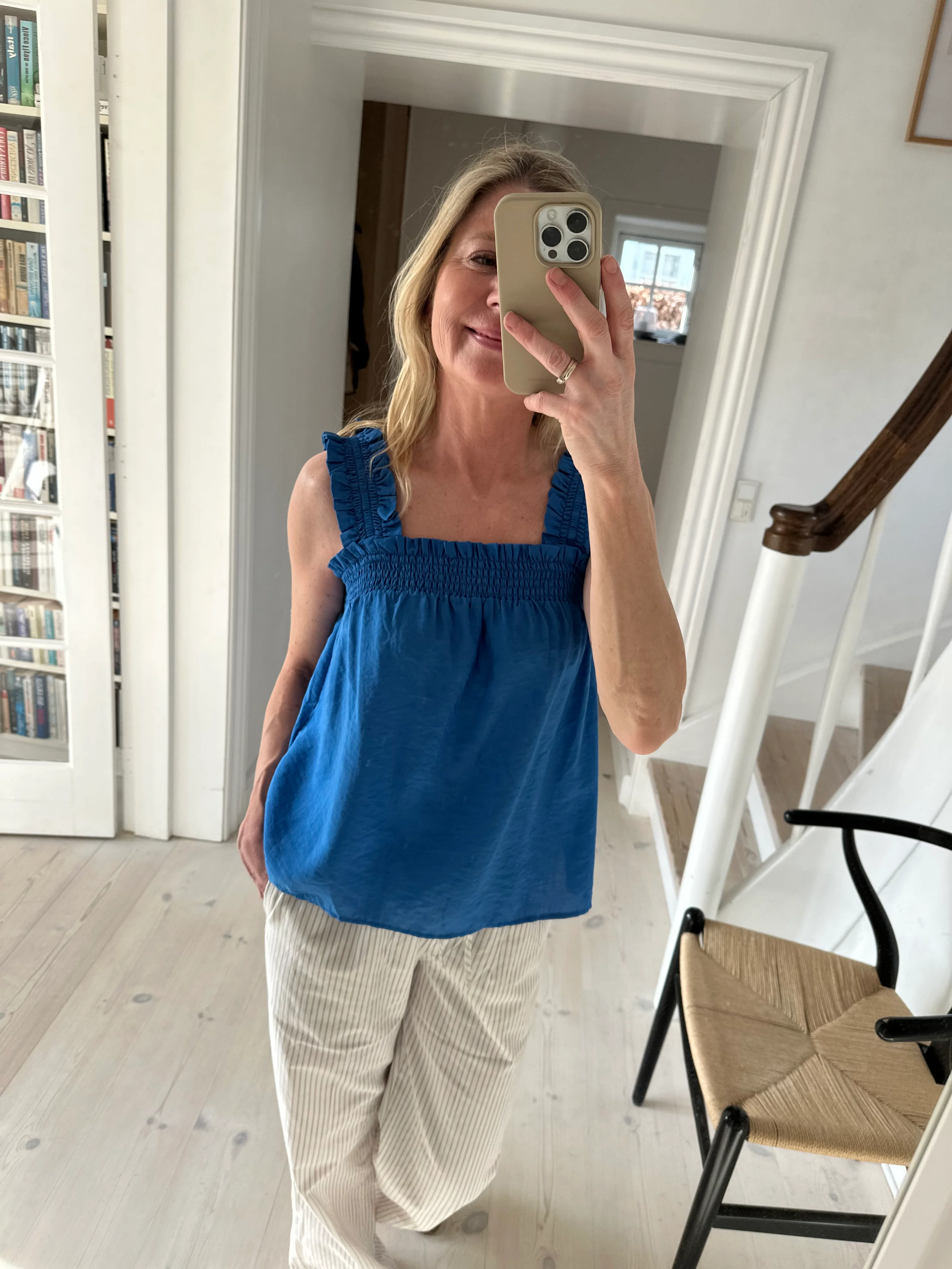 Co'Couture CallumCC Smock Strap Top New blue - Image 4