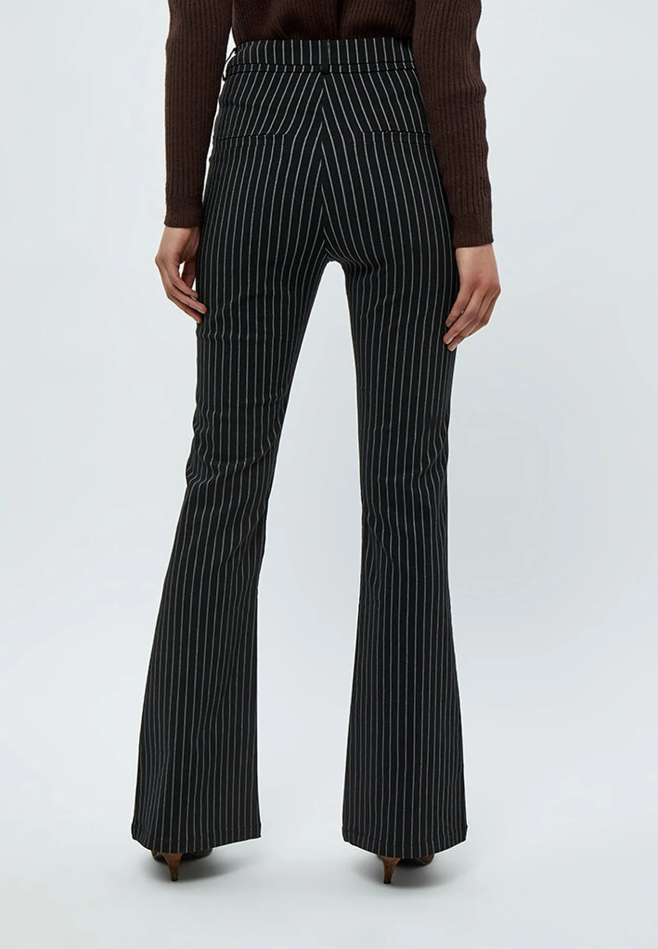 Minus Carma stripe flared pants black grey pinstripe - Image 3