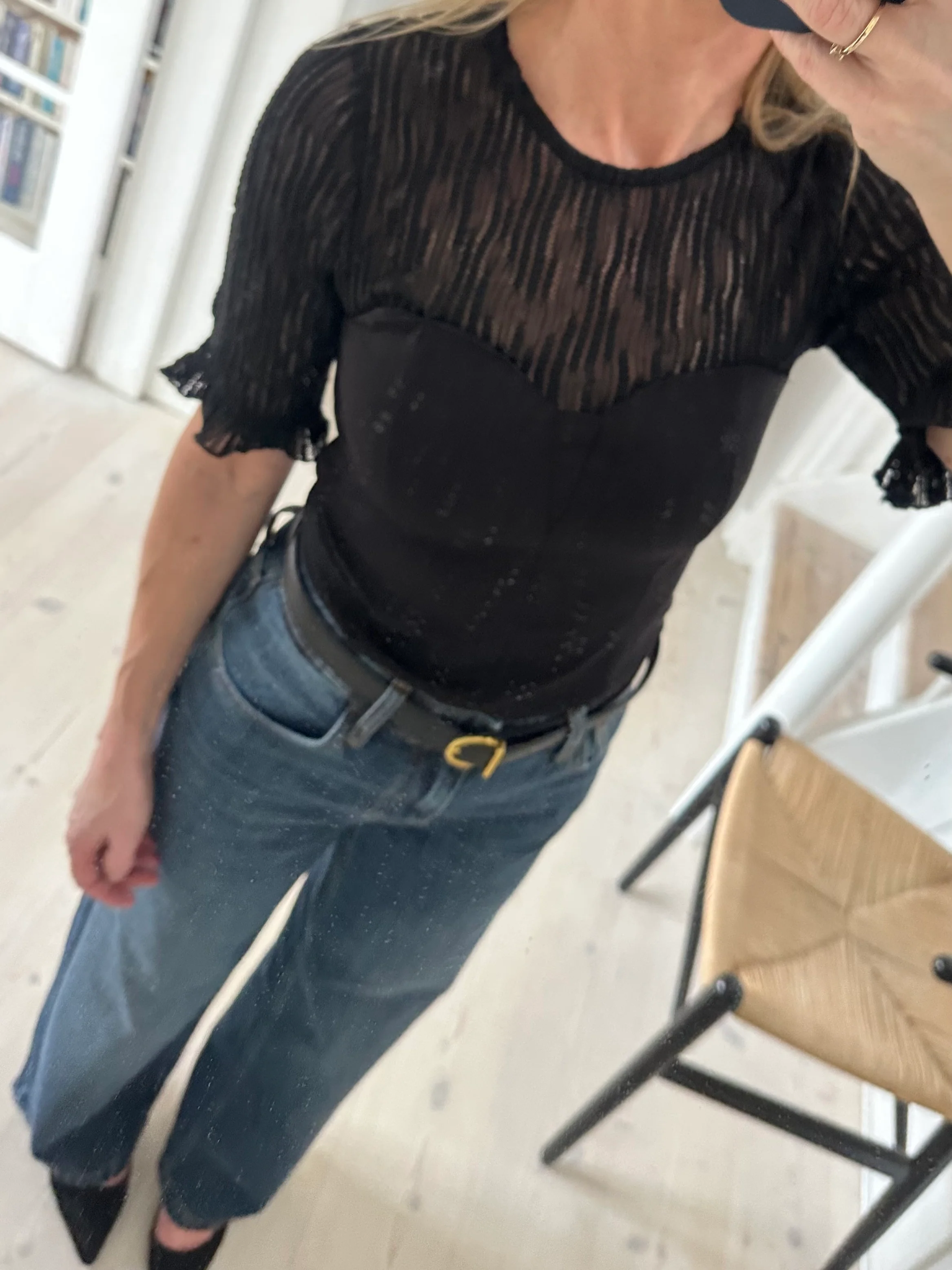 Co’Couture Coltoncc Lace Mix Top Black - Image 3