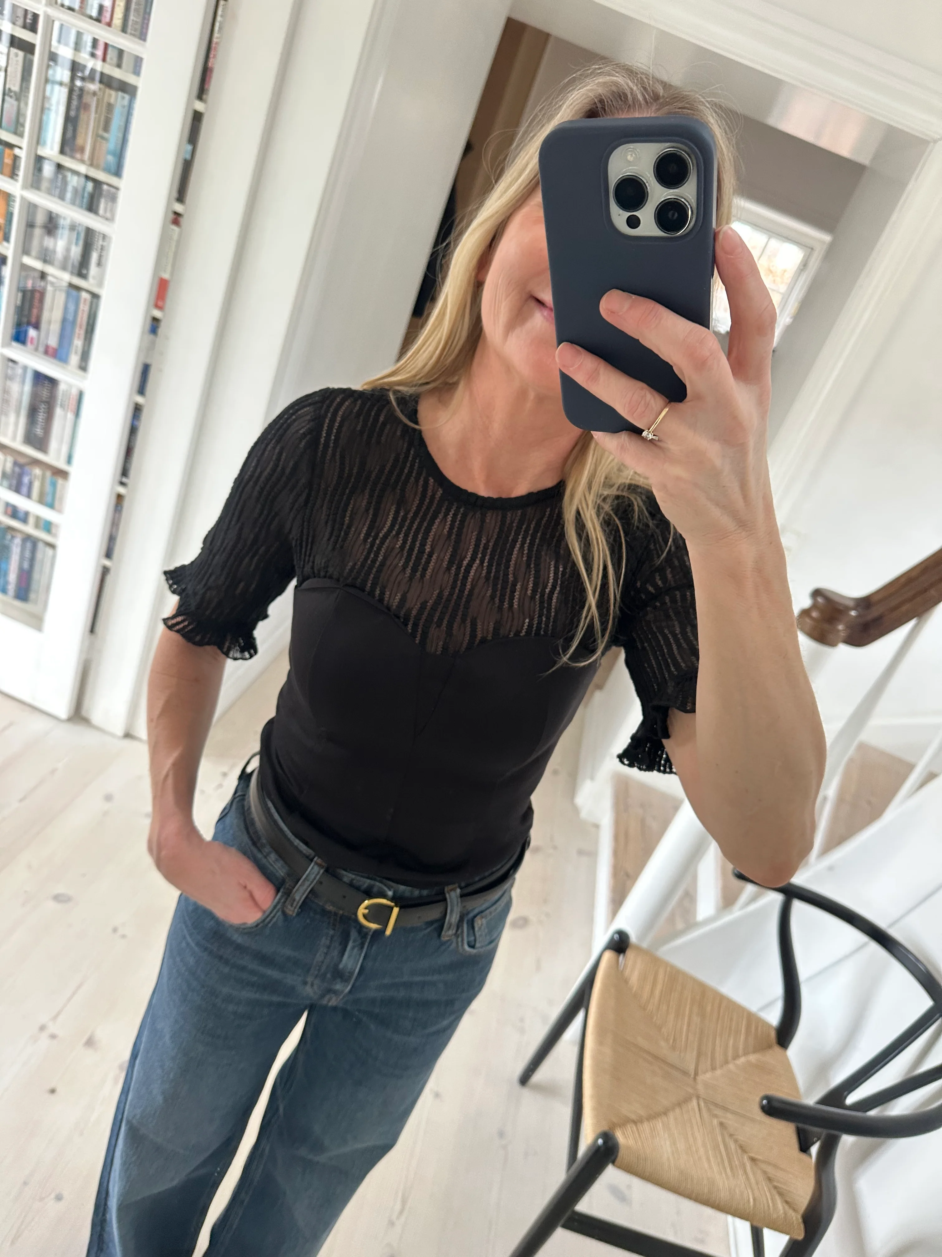 Co’Couture Coltoncc Lace Mix Top Black - Image 4