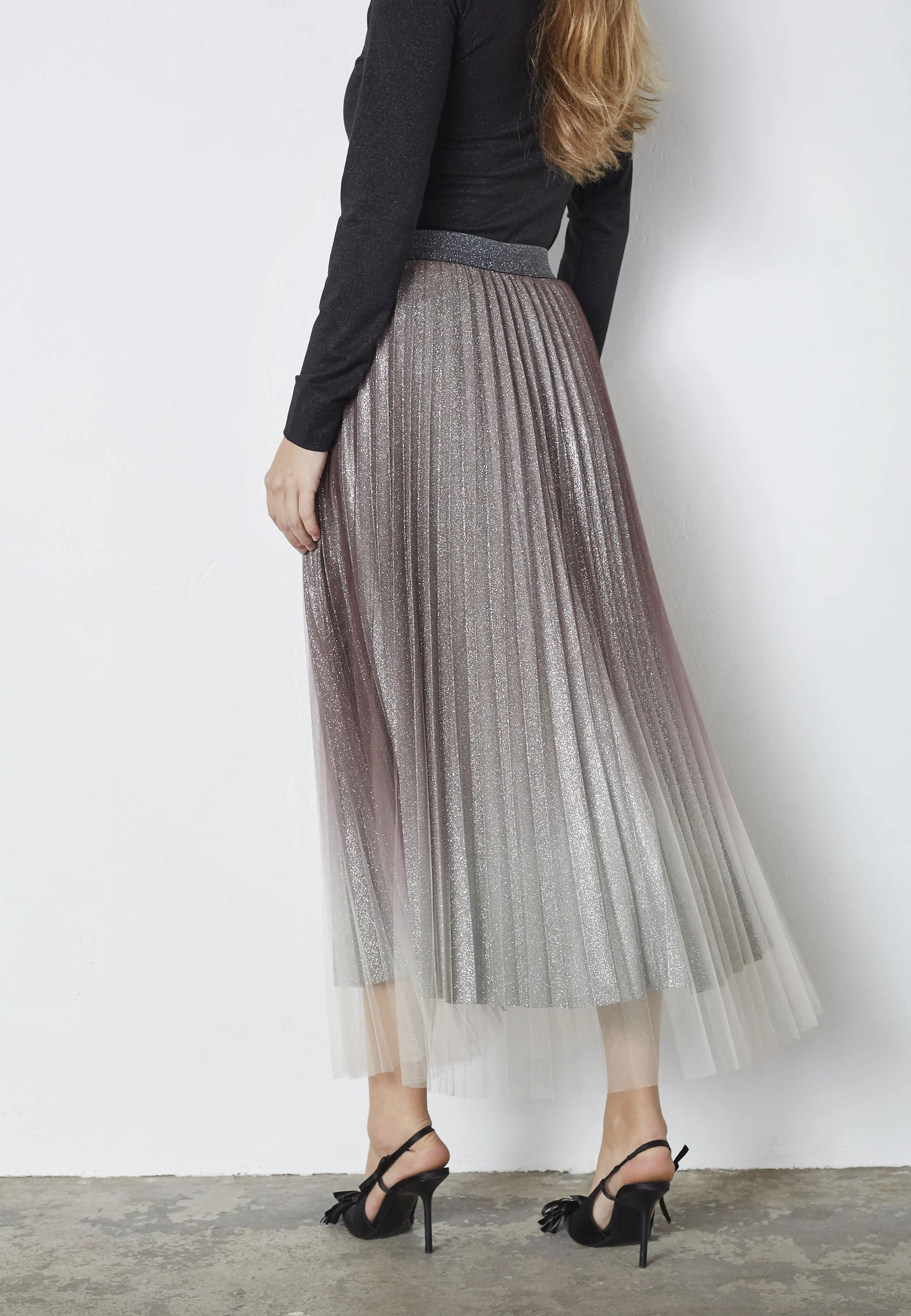Co’Couture Glittercc Plissé Skirt Dark Brown - Image 4