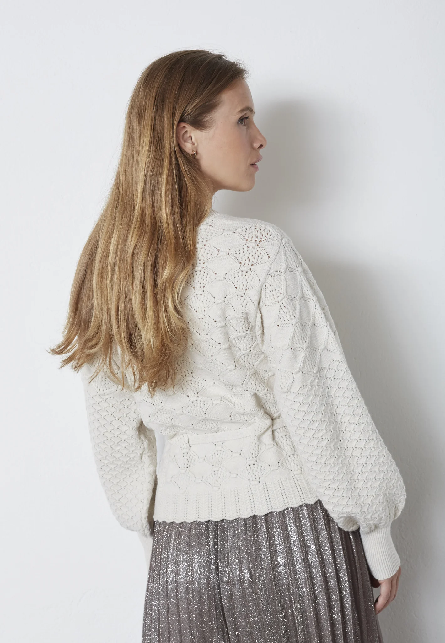 Co’Couture Rowcc Pointelle Tie Cardigan Ivory - Image 4