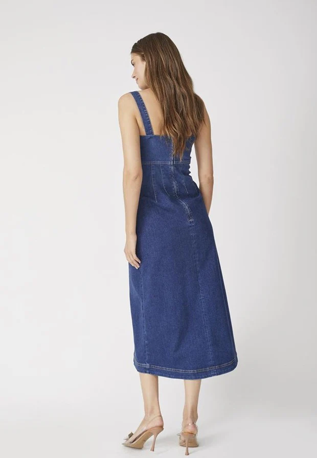 Co’Couture Tylercc Denim Long Dress Denim Blue - Image 3