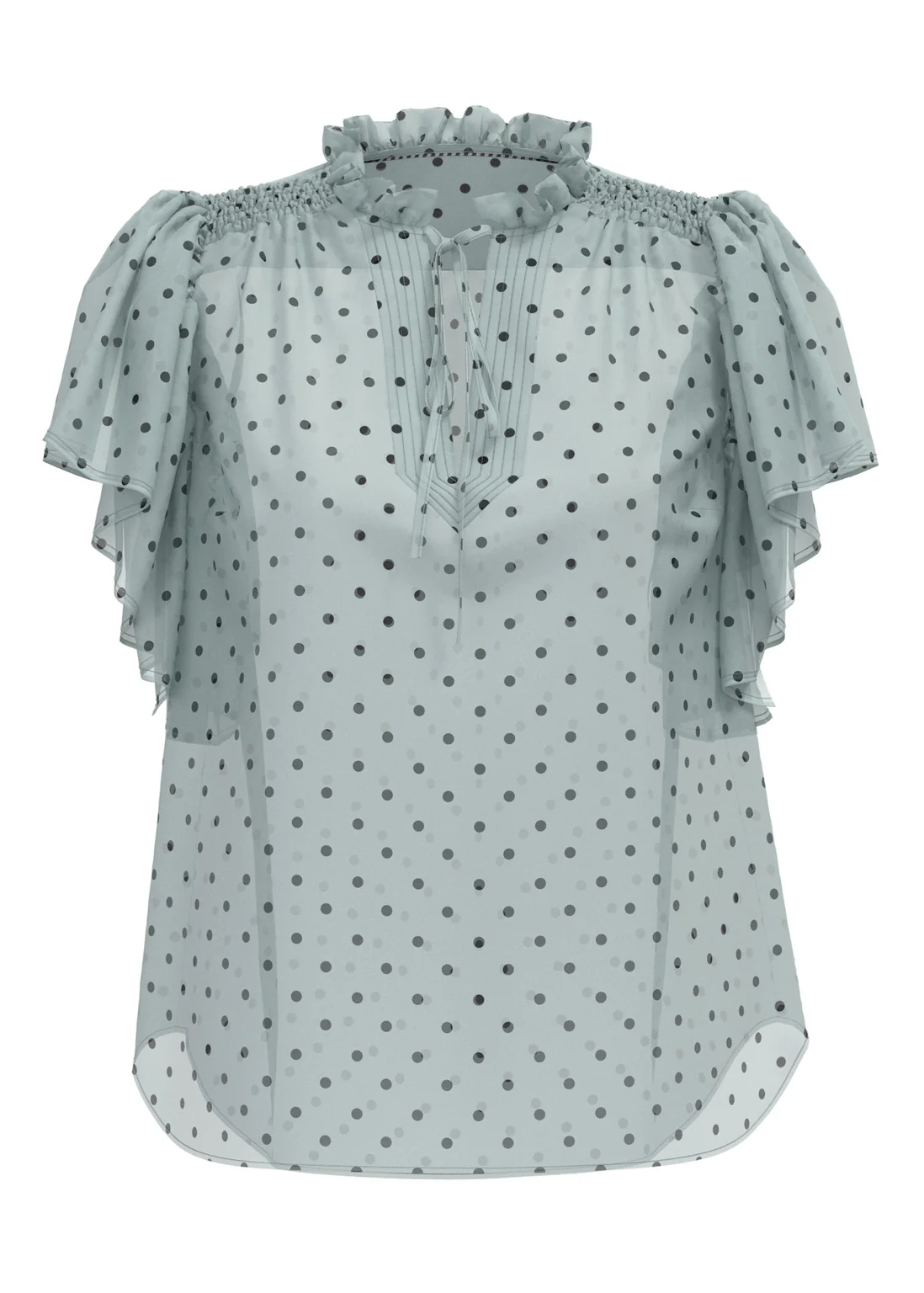 Co'Couture DionneCC Dot SS Frill Top Pale blue - Image 2