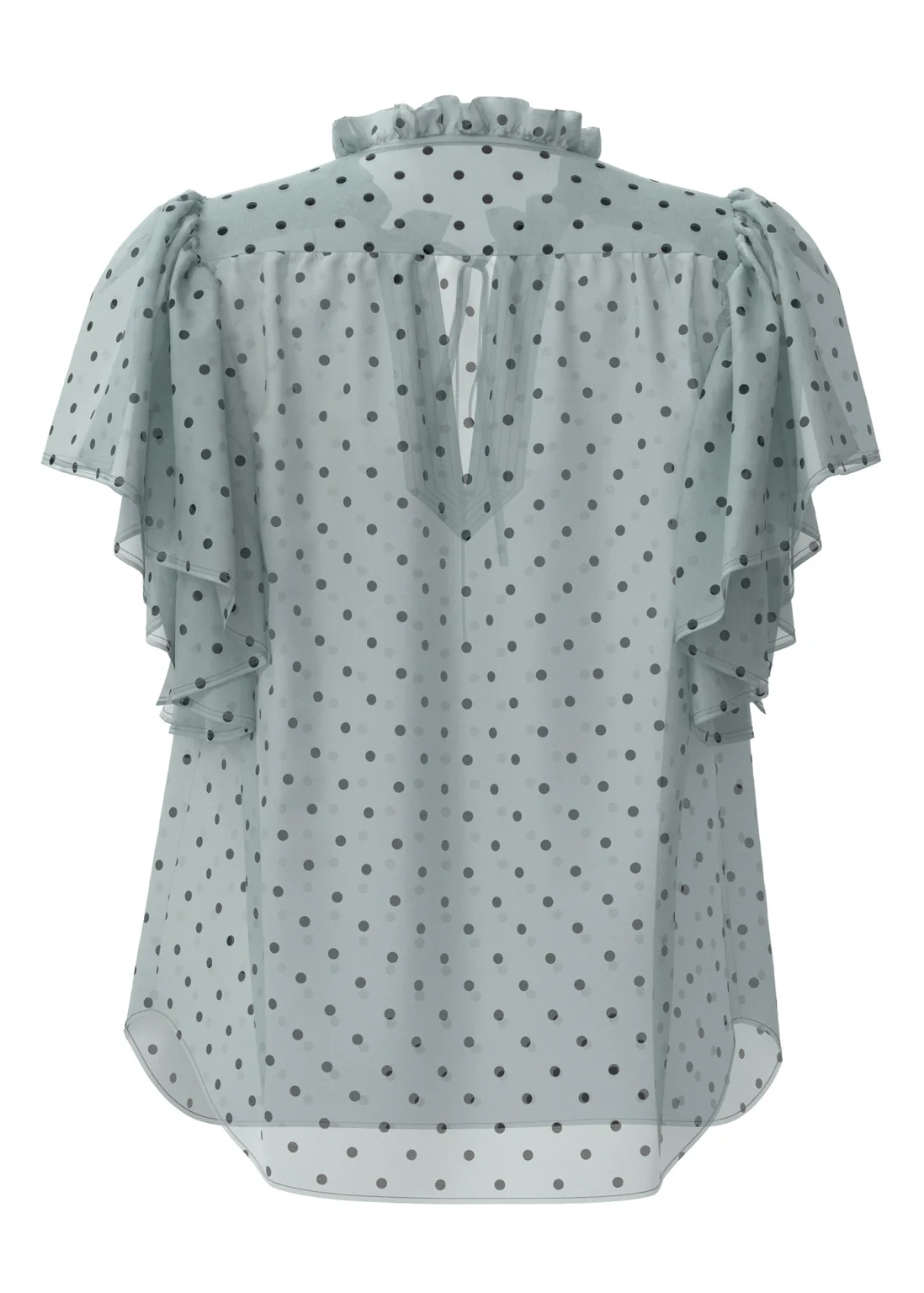 Co'Couture DionneCC Dot SS Frill Top Pale blue - Image 3