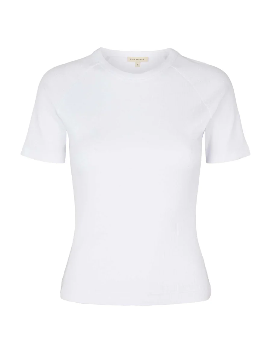 Esmé Studios ESBlossom SS O-neck Rib T-shirt White - Image 5