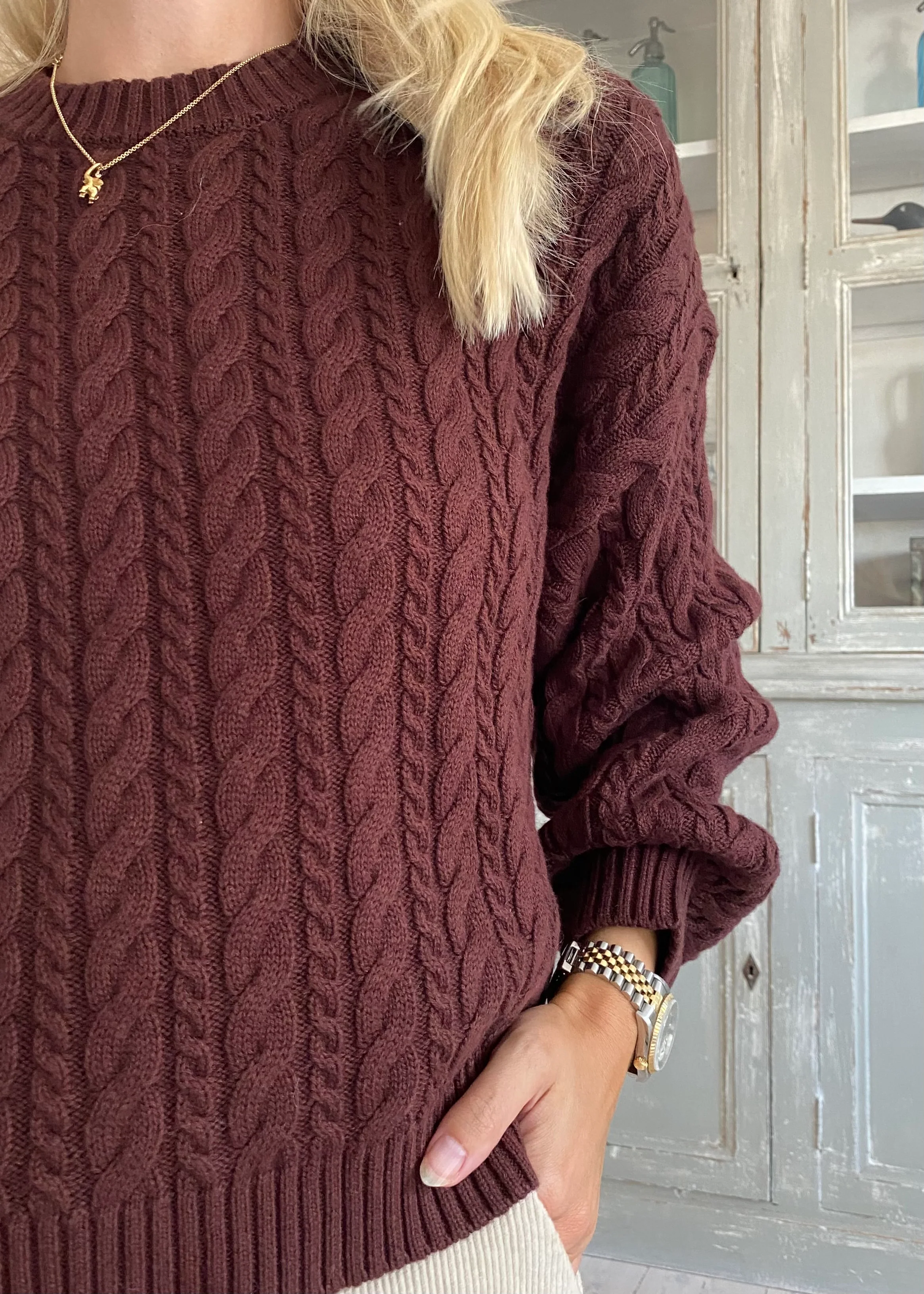 Esmé Studios ESBraidy Jumper Knit Bitter Chocolate (bordeaux) - Image 5