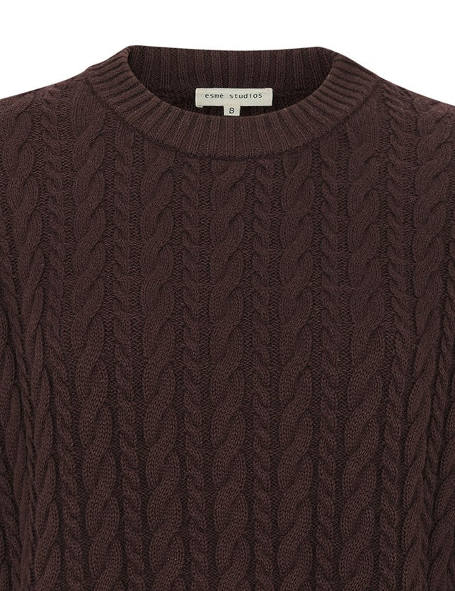 Esmé Studios ESBraidy Jumper Knit Bitter Chocolate (bordeaux) - Image 6