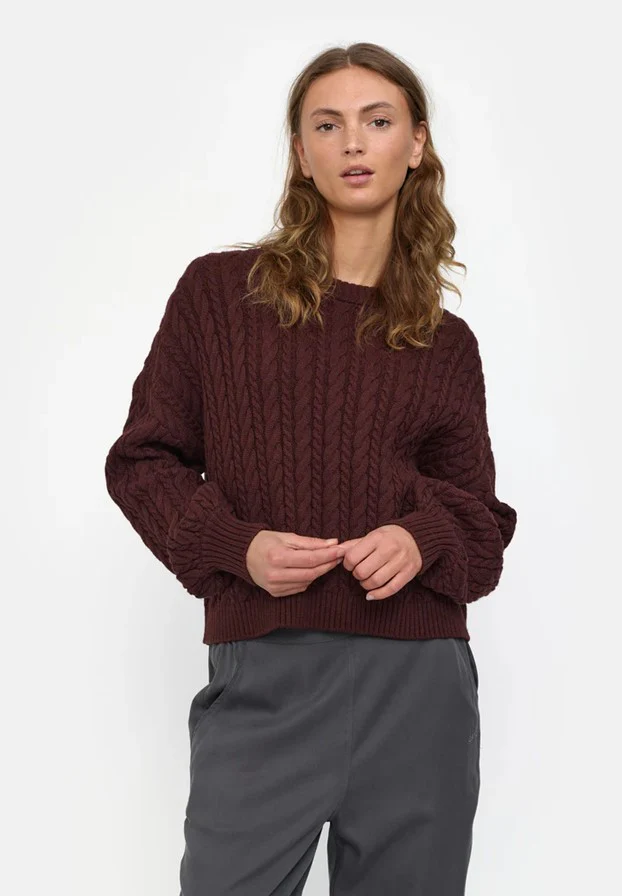 Esmé Studios ESBraidy Jumper Knit Bitter Chocolate (bordeaux) - Image 7