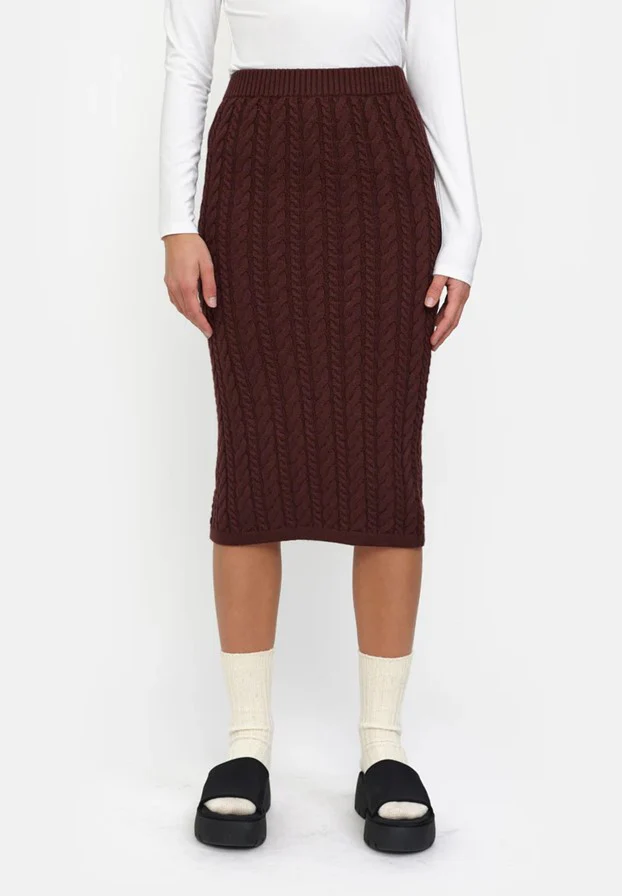 Esmé Studios ESBraidy Skirt Knit Bitter Chocolate (bordeaux) - Image 3