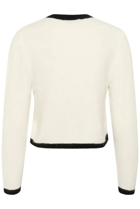 Gestuz GZalpha ls contrast cardigan Ivory/black comb - Image 10