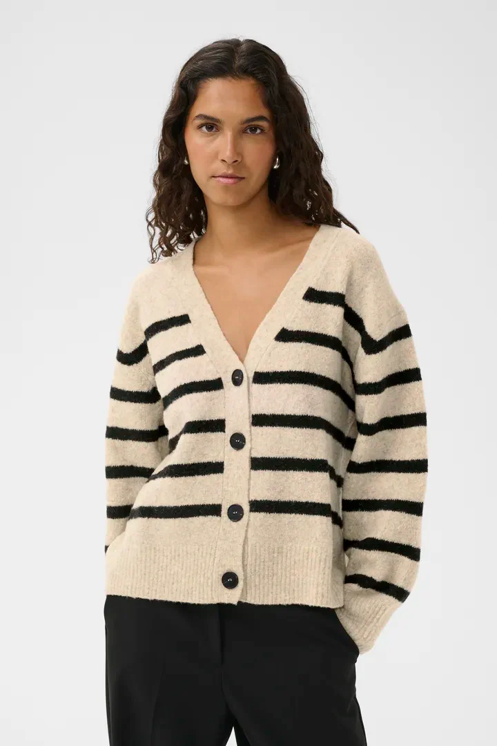 Soaked SLBriony Cardigan Dune and Black Strip - Image 3