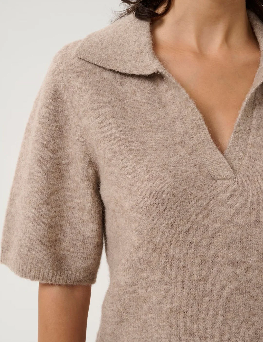 Gestuz GZalpha ss polo pullover warm sand melange - Image 3