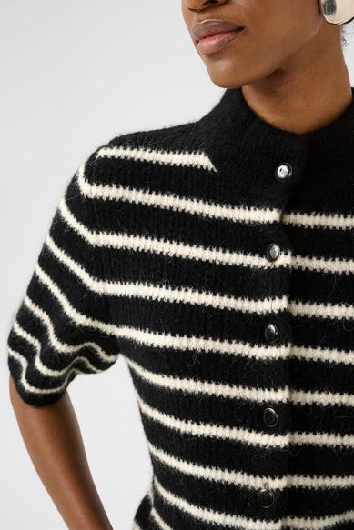Gestuz GZalpha SS short cardigan black ivory stripe - Image 6