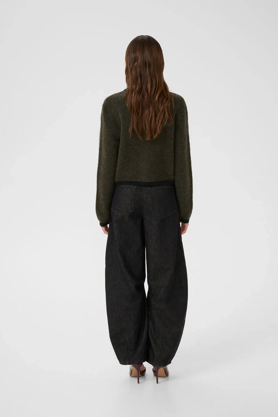 Gestuz GZalpha ls contrast cardigan Olive Mélange/Black - Image 6