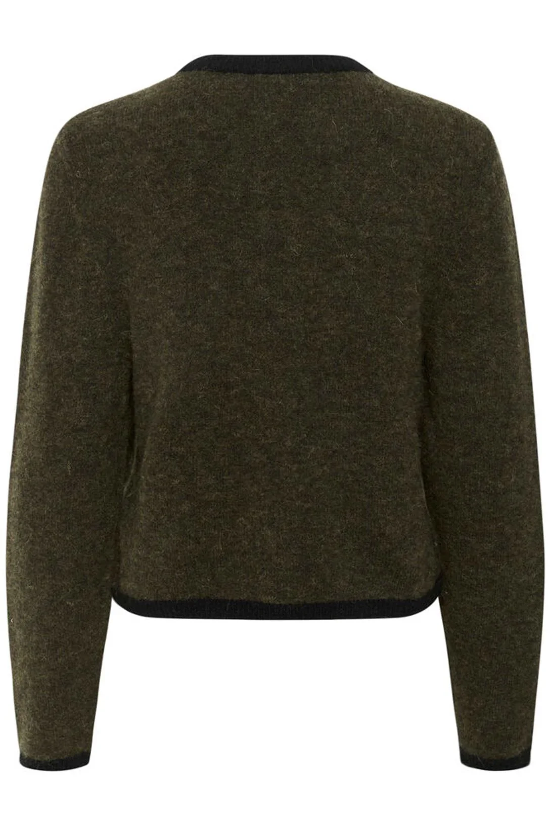 Gestuz GZalpha ls contrast cardigan Olive Mélange/Black - Image 7