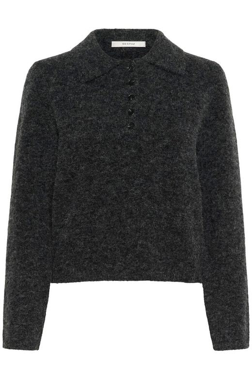 Gestuz GZalpha polo pullover Charcoal melange - Image 4