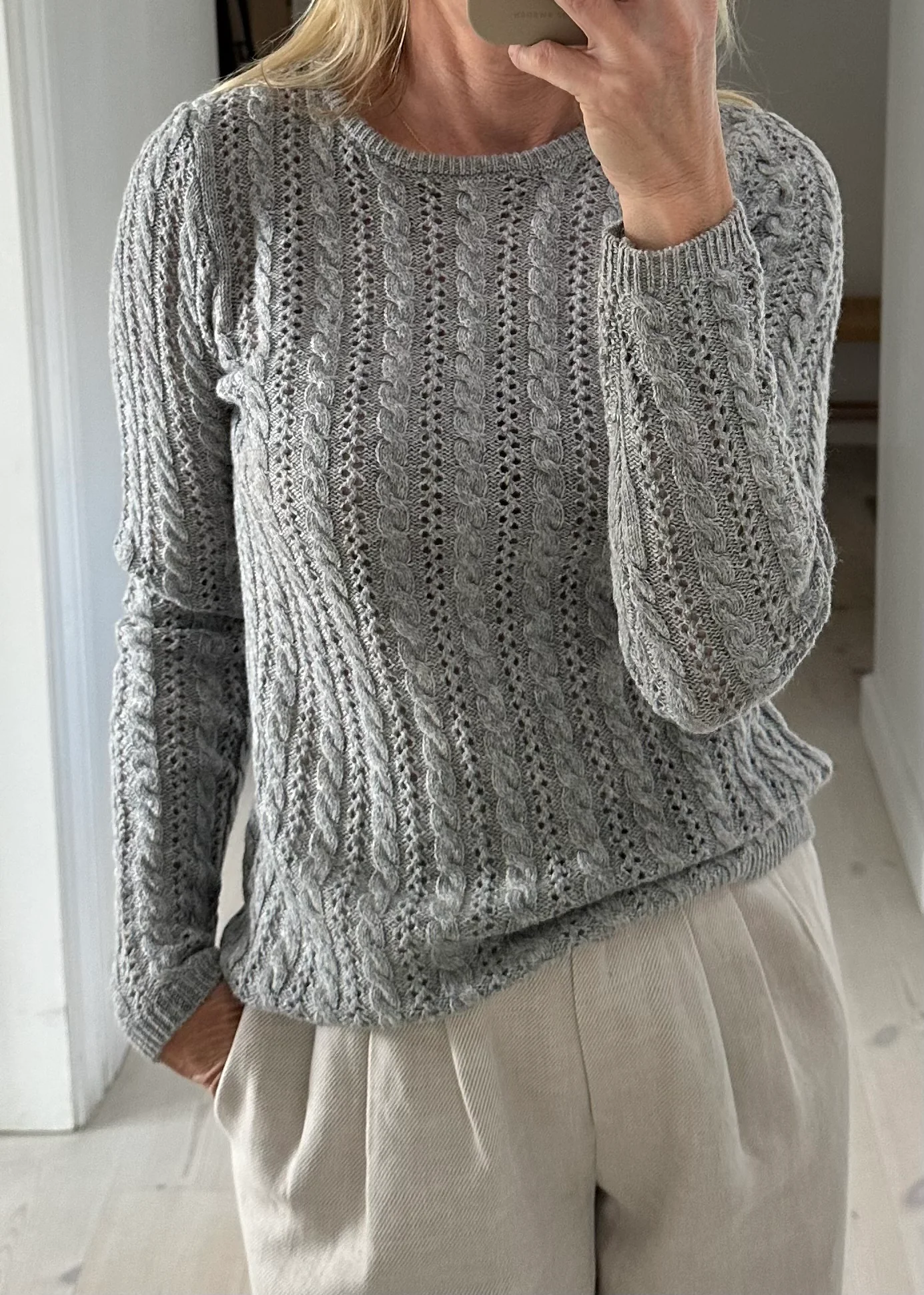 Modström HowieMD cable o-neck Grey Melange - Image 3