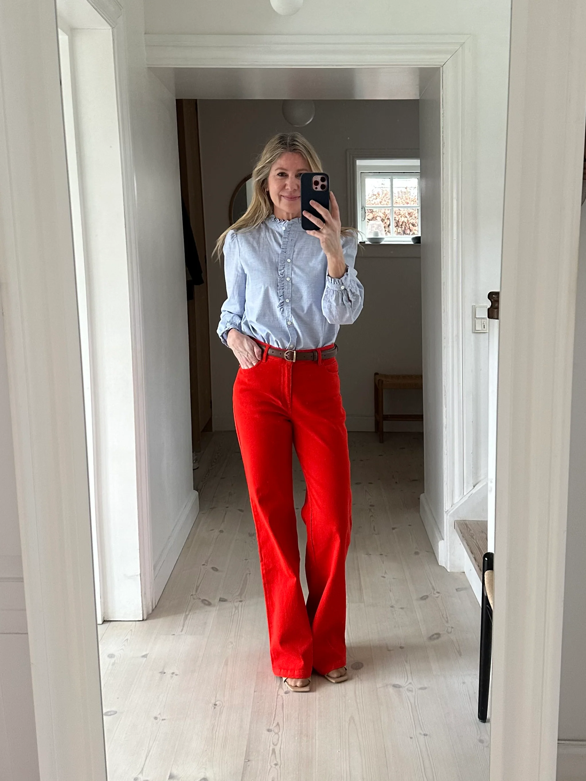 Saint Tropez IluSZ Wide Leg Jeans Flame Scarlet - Image 2
