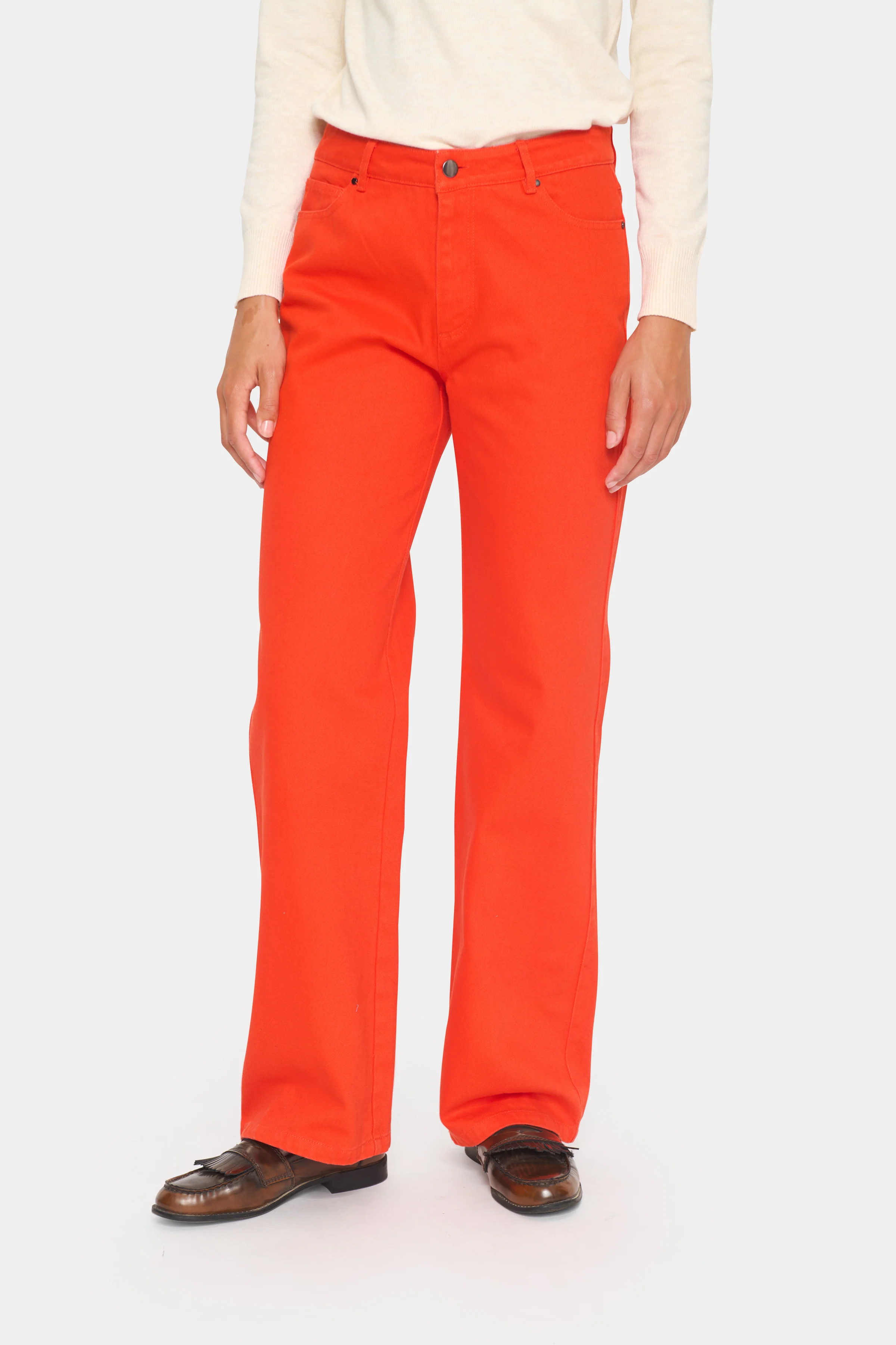 Saint Tropez IluSZ Wide Leg Jeans Flame Scarlet - Image 5