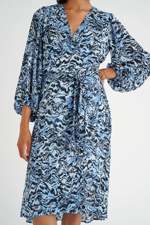 InWear BasiraIW Wrap Dress Blue Bark Wood - Image 5