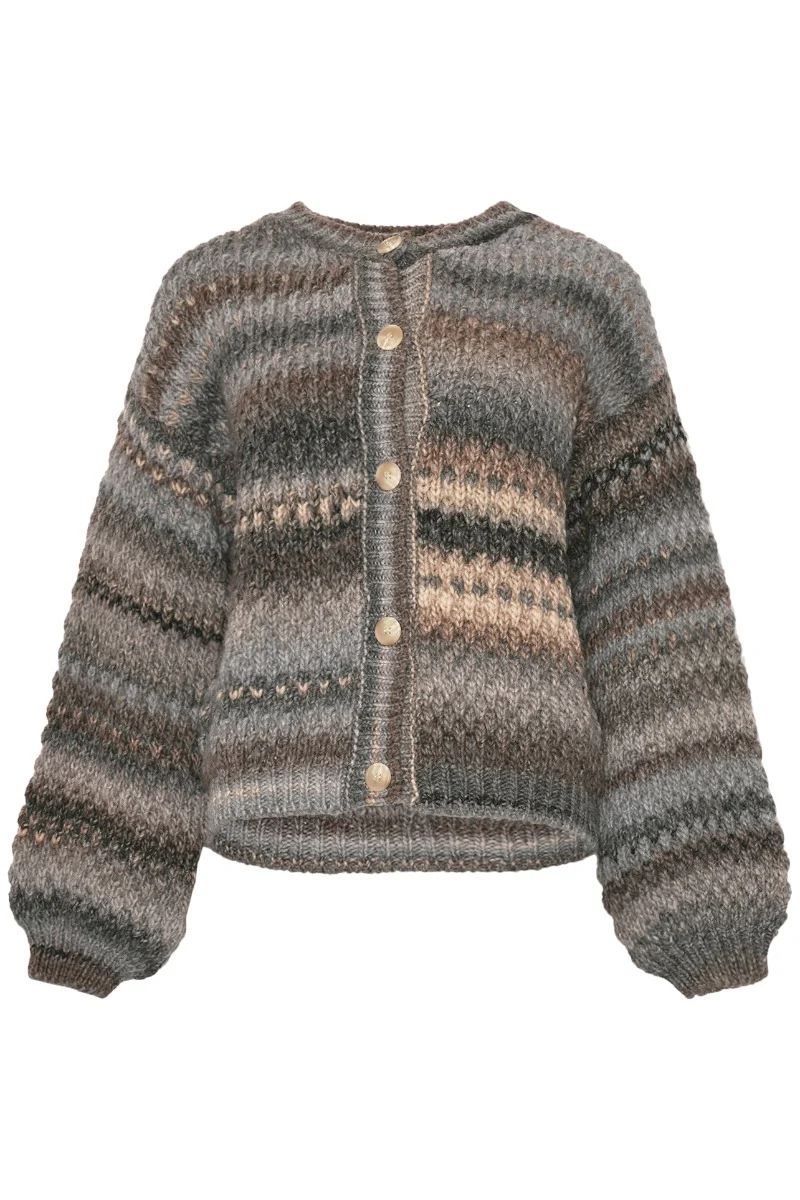 Noella Kae Knit Cardigan Light Grey Mix - Image 3