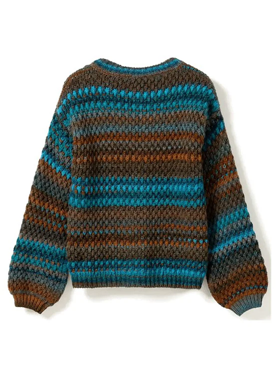 Noella Kae Knit Cardigan Turqouise Brown Mix - Image 3