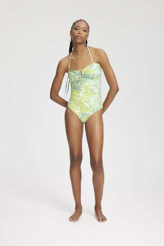 Gestuz KellyGZ open bk swimsuit green splash - Image 3