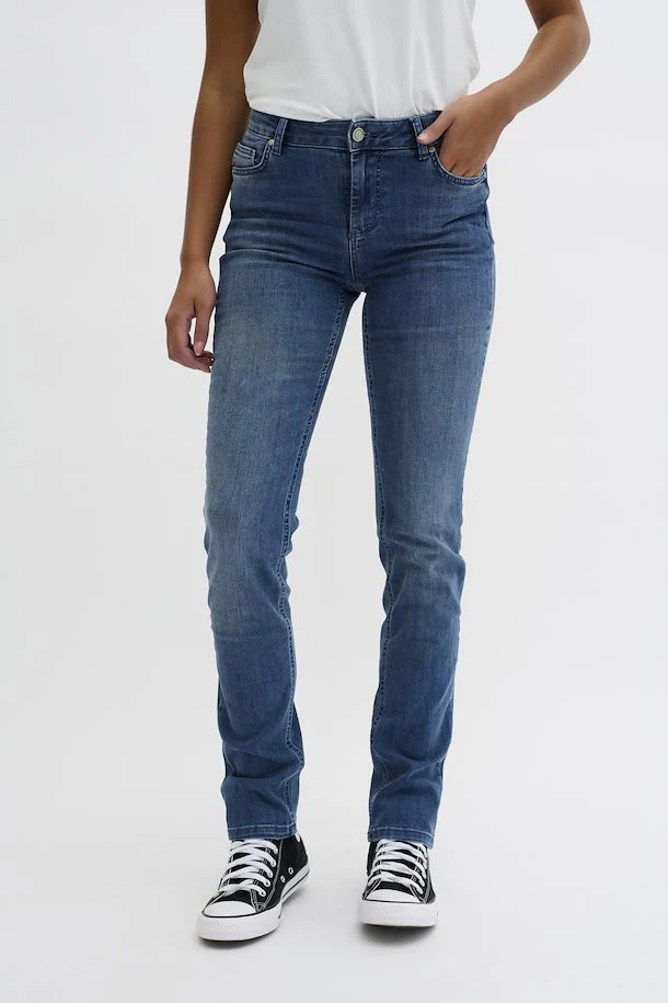 My Essential Wardrobe The Celina 100 High Straight Y Medium Denim Blue - Image 4