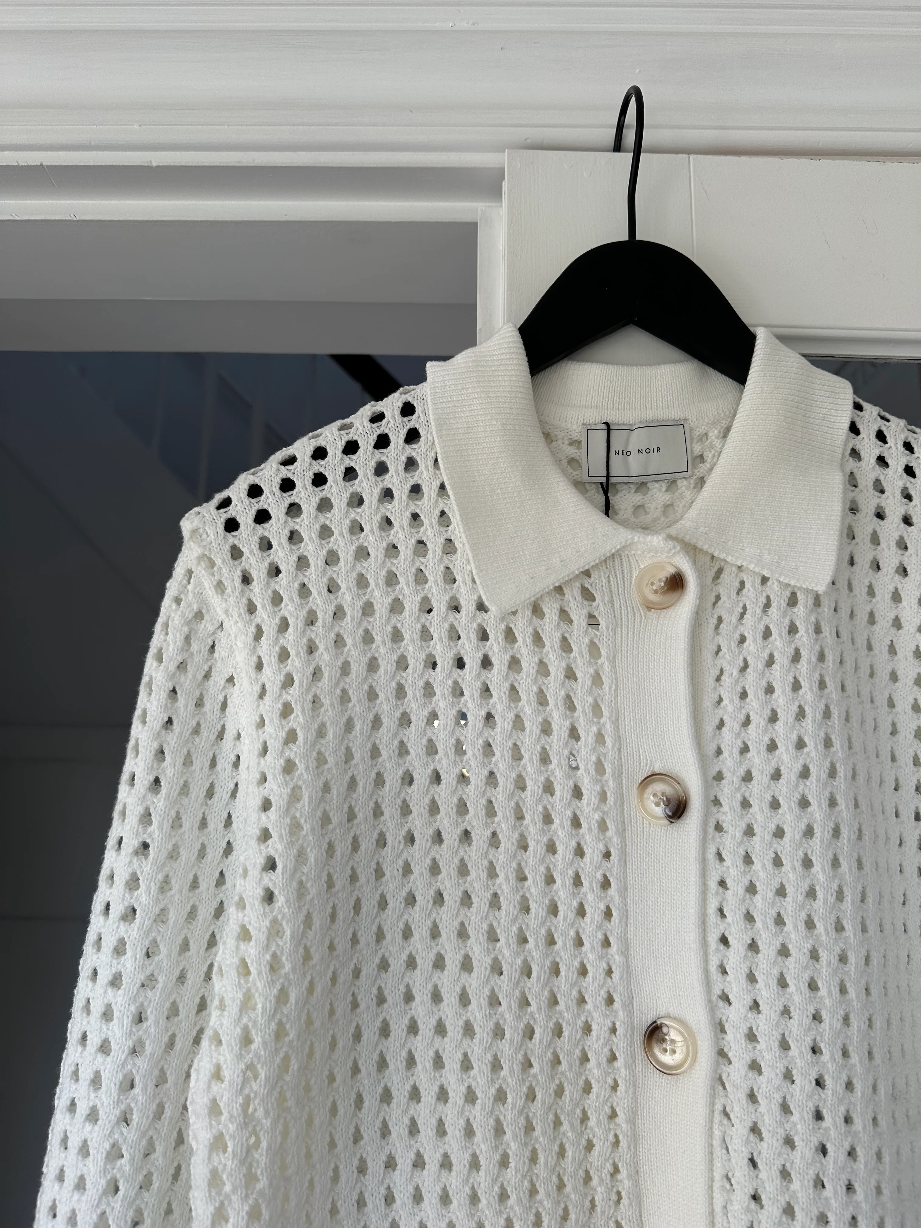 Neo Noir Laurana Crochet Cardigan Off White - Image 3