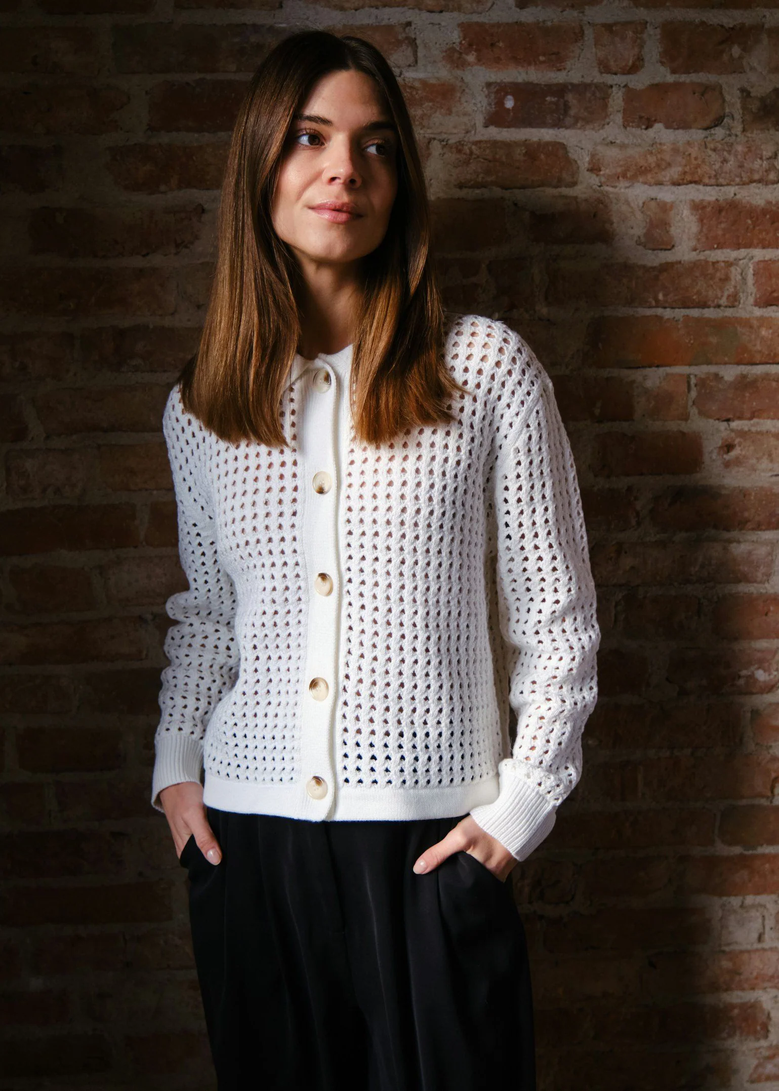 Neo Noir Laurana Crochet Cardigan Off White - Image 5