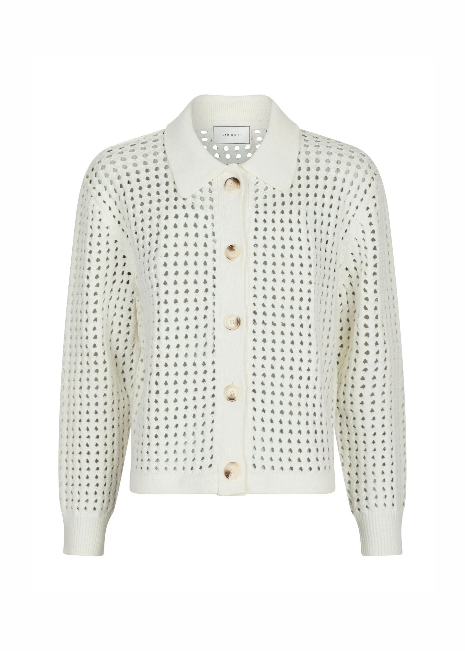 Neo Noir Laurana Crochet Cardigan Off White - Image 7