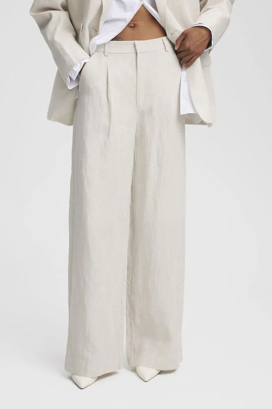 Gestuz LizaGZ linen HW pants Tammy Light Sand - Image 3