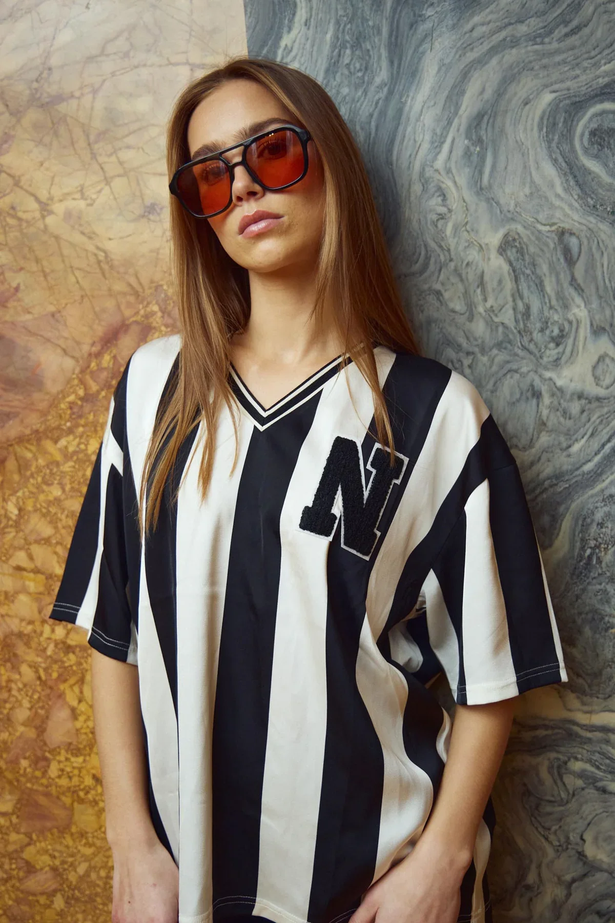 Noella Lucena Blouse Black Ivory Stripe - Image 4