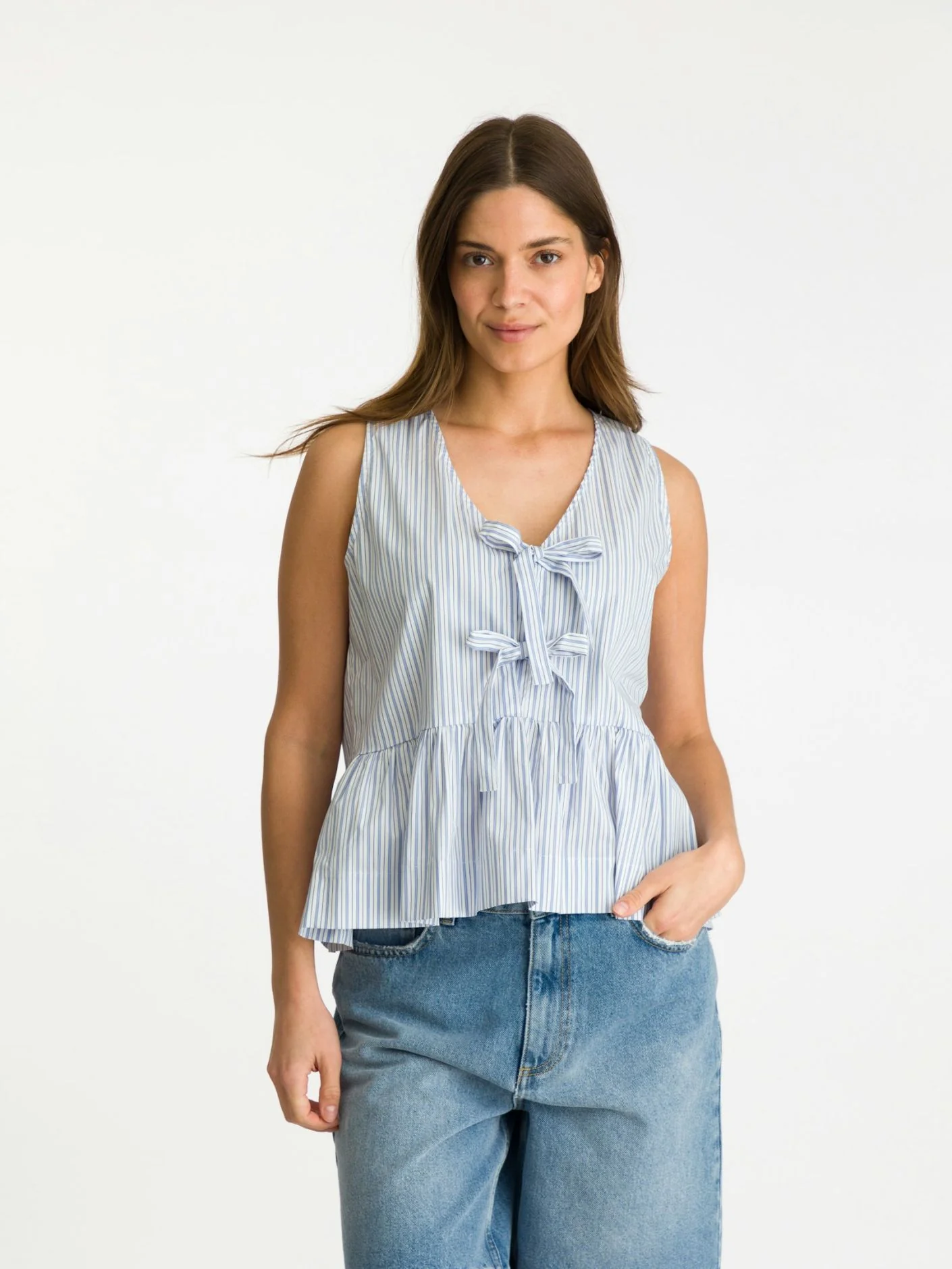 Neo Noir Manja Stripe Top light blue - Image 3