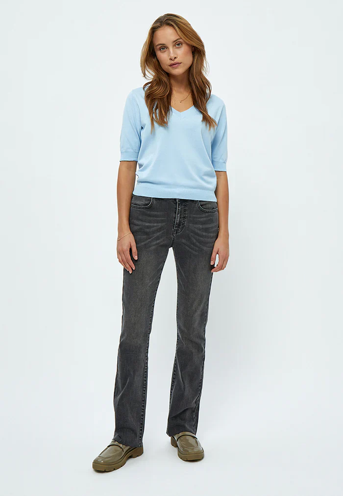 MSMilla V-Neck Knit Tee 1048 Ice Blue - Image 4