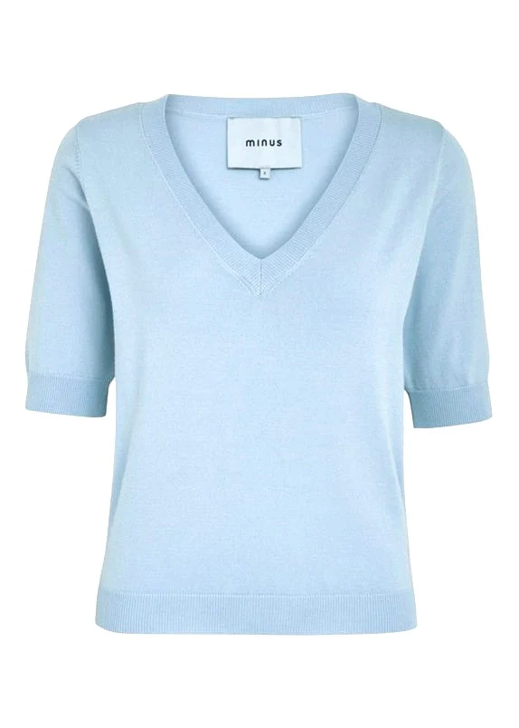 MSMilla V-Neck Knit Tee 1048 Ice Blue - Image 6
