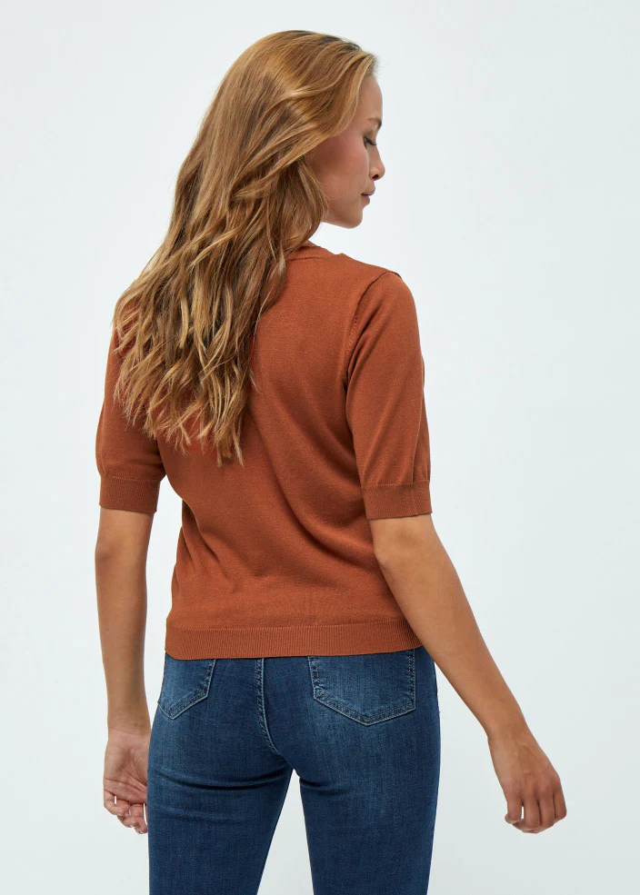MSMilla V-Neck Knit Tee Desert Sand - Image 4
