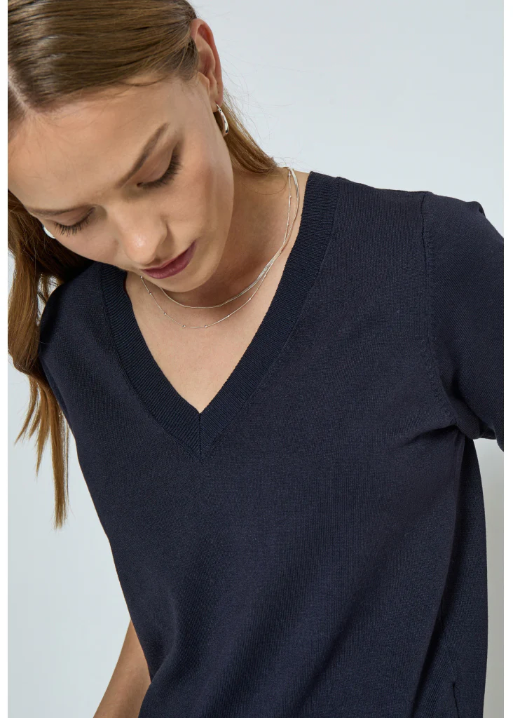 MSMilla V-Neck Knit Tee black iris (navy) - Image 6