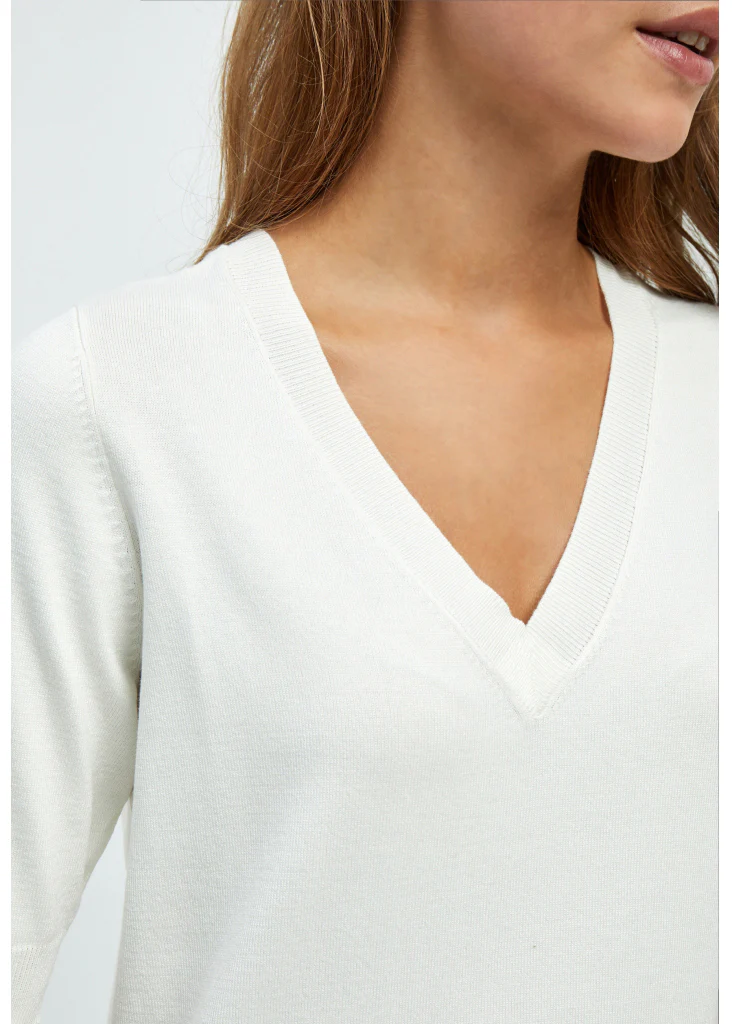MSMilla V-Neck Knit Tee white - Image 3