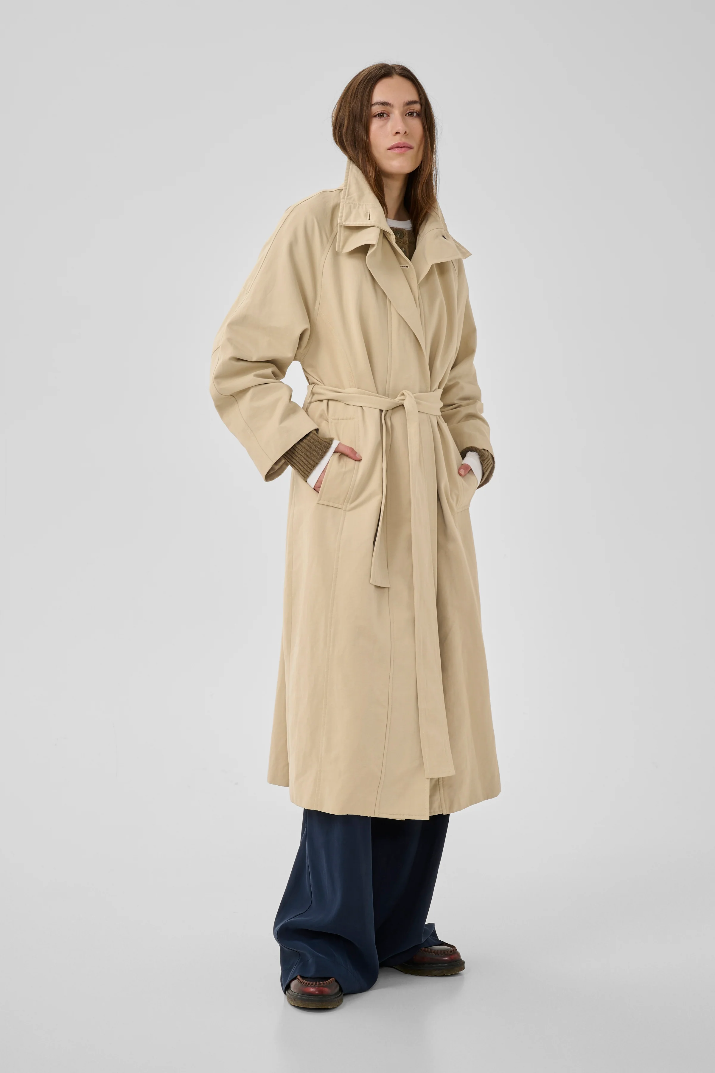 My Essential Wardrobe MWLyon Long Trenchcoat, Brown Rice - Image 2