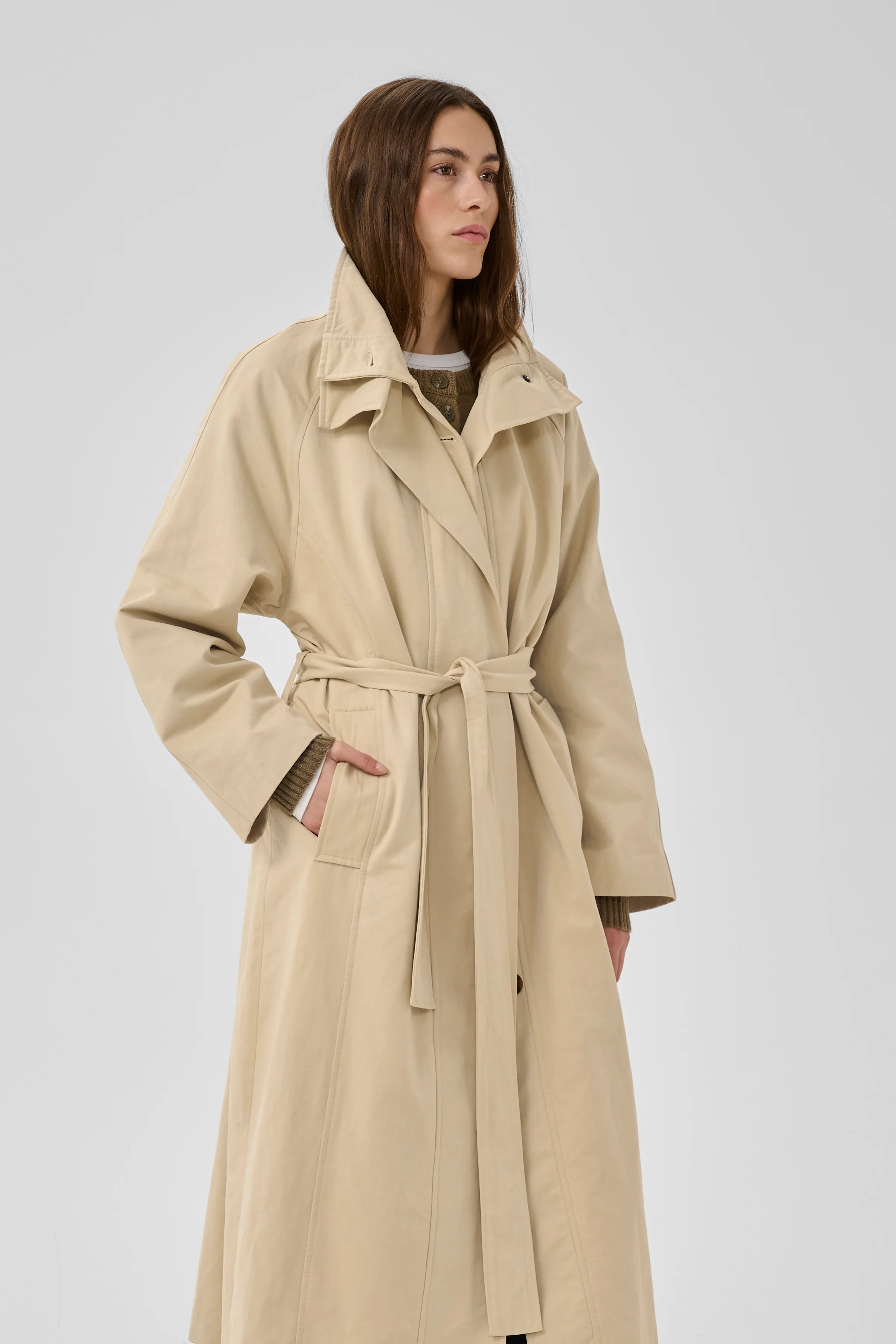 My Essential Wardrobe MWLyon Long Trenchcoat, Brown Rice - Image 3