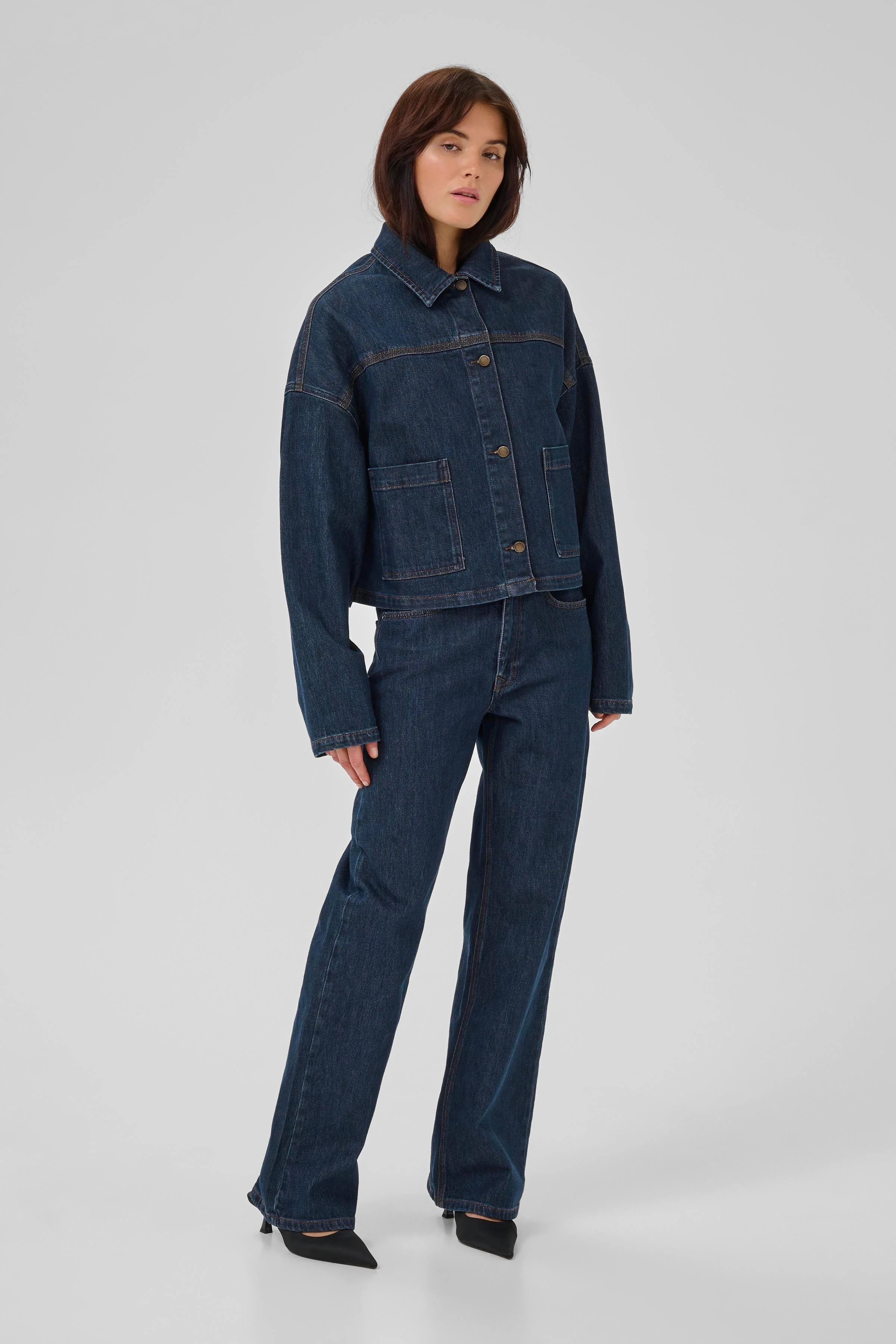 My Essential Wardrobe MWMalle 139 Deco Denim Jacket Dark Blue - Image 3