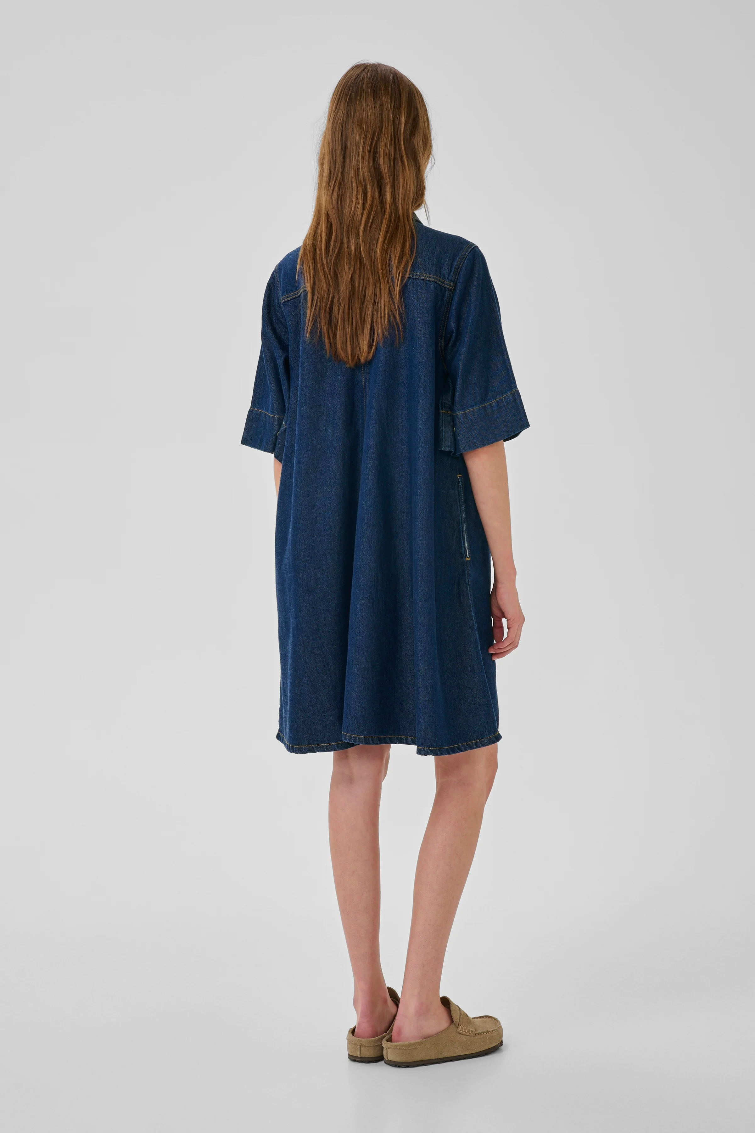 My Essential Wardrobe MWMalo 181 Short ZipDress Dark Blue Un-Wash - Image 3