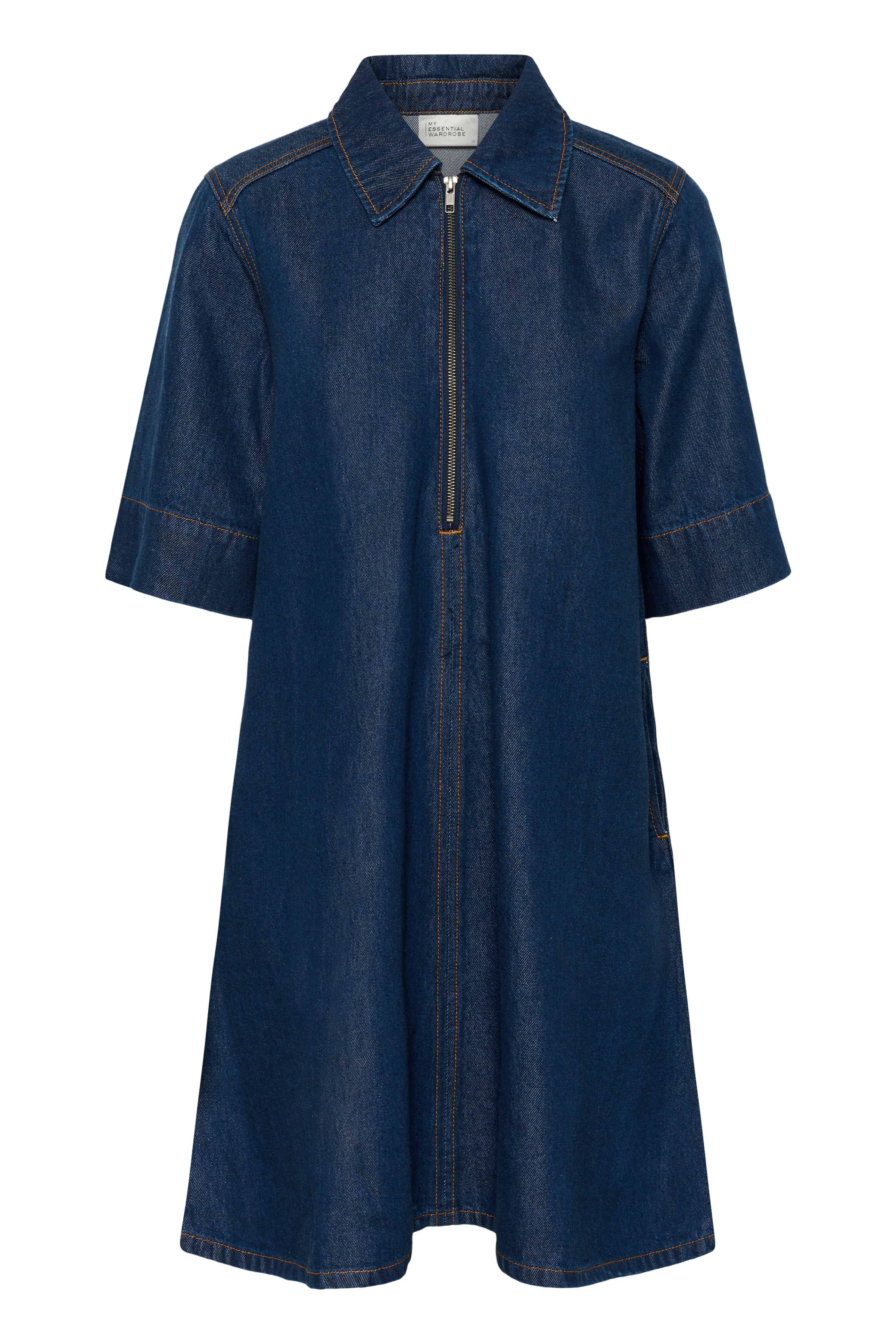 My Essential Wardrobe MWMalo 181 Short ZipDress Dark Blue Un-Wash - Image 6