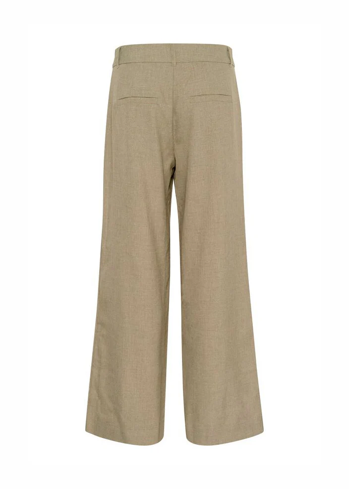 My Essential Wardrobe Dion wide pant Sandy Green Melange - Image 3