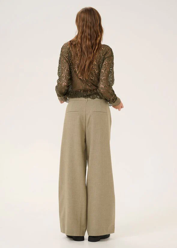 My Essential Wardrobe Dion wide pant Sandy Green Melange - Image 4