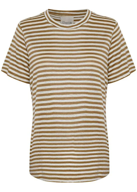 My Essential Wardrobe LisaMW Striped Tee Dijon Striped Brown - Image 2